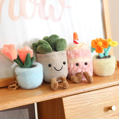 Cartoon Cute Hot Sale Cake Plush Doll Pendant Succulent Flower Tulip Plant Potted Plush Toy Home Decoration Gift For Children