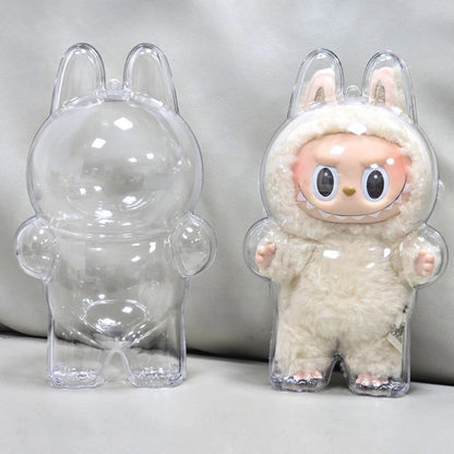 For Labubu Transparent Protective Cover Monster Labubu V2 Sit Party Transparent Protective Shell Monster Toy Storage Case