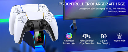 Estação de carregamento do controlador para playstation 5 carregador rápido duplo indicador led suporte carregamento docking station ps5 acessórios