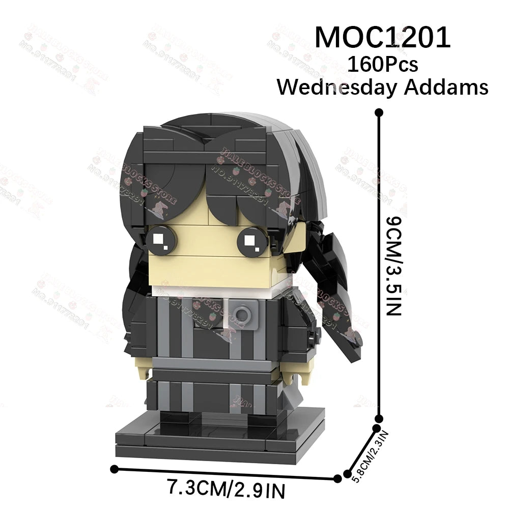Movie Series Characters MOC Building Blocks DIY Horror Monster Demogorgon Dark Lord Wednesday Addams Models Bricks Assembly Toys