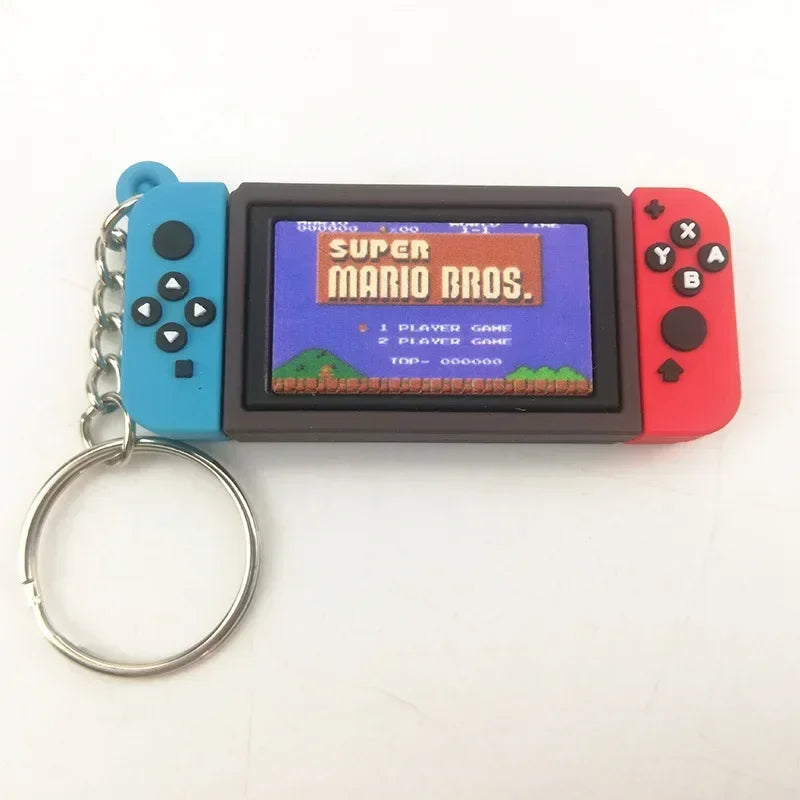 Super Marios Bros Switch Game Console Keychain Toys Children's Schoolbag Car Key Bag Pendant Ring Holder Trinkets Accessory Gift