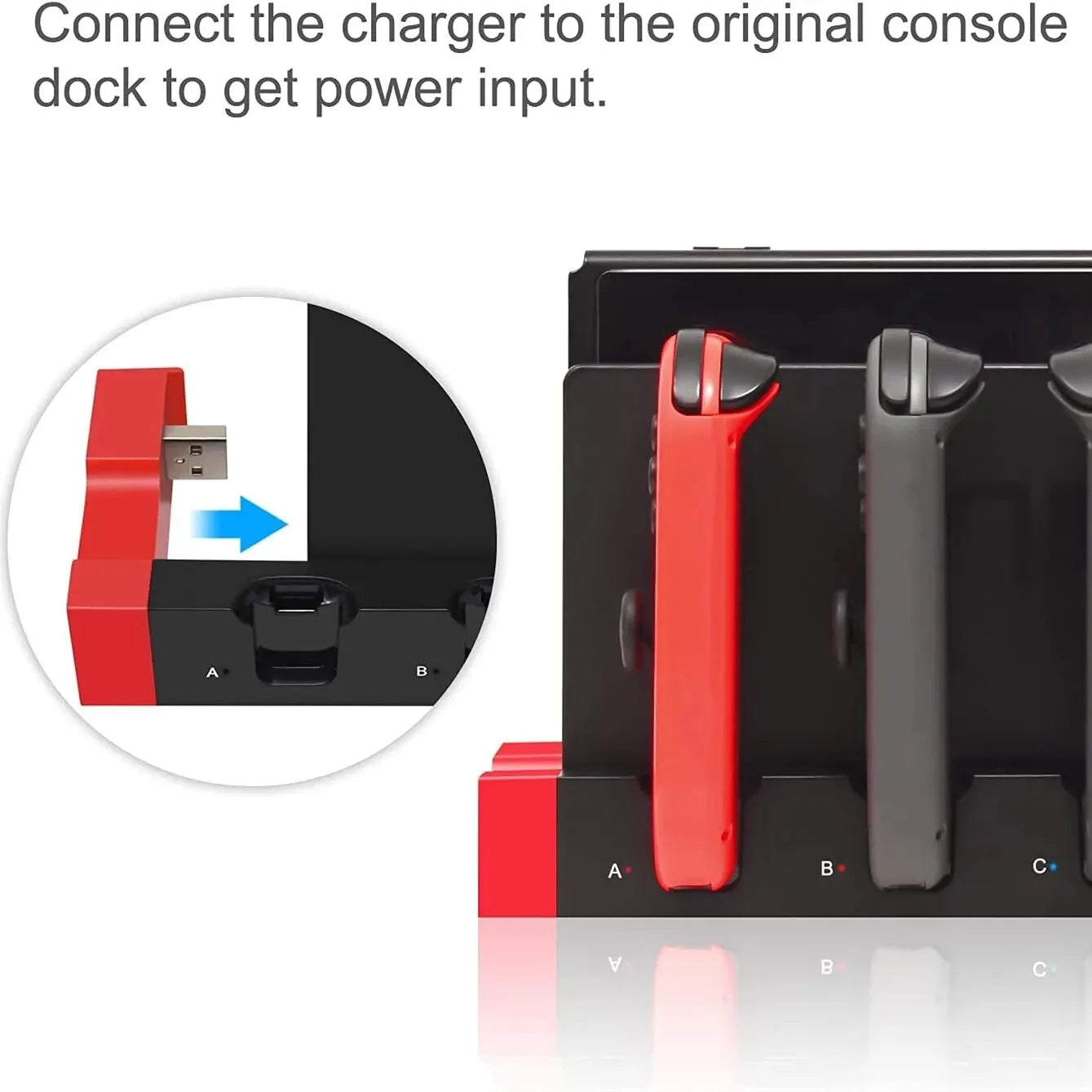 IPEGA PG-9186 Joycon Charging Dock Station for Switch&OLED - Charges Up To 4 Controllers, Compatible with Switch and OLED Model
