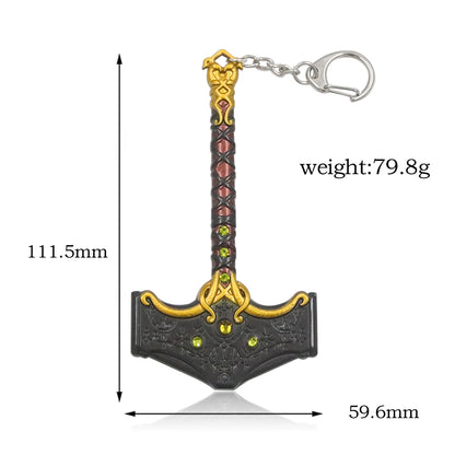 New God of War Ragnarok Keychain Kratos Ares Thor's Hammer Mjolnir Blades of Exile Leviathan Axe Weapon Penant Key Chain Jewelry