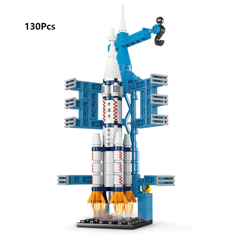 107 Piece DIY Building Blocks Space Rocket Craft Launch Center Base Puzzle Model Assembling Bricks Small Set Education Boys Toy
