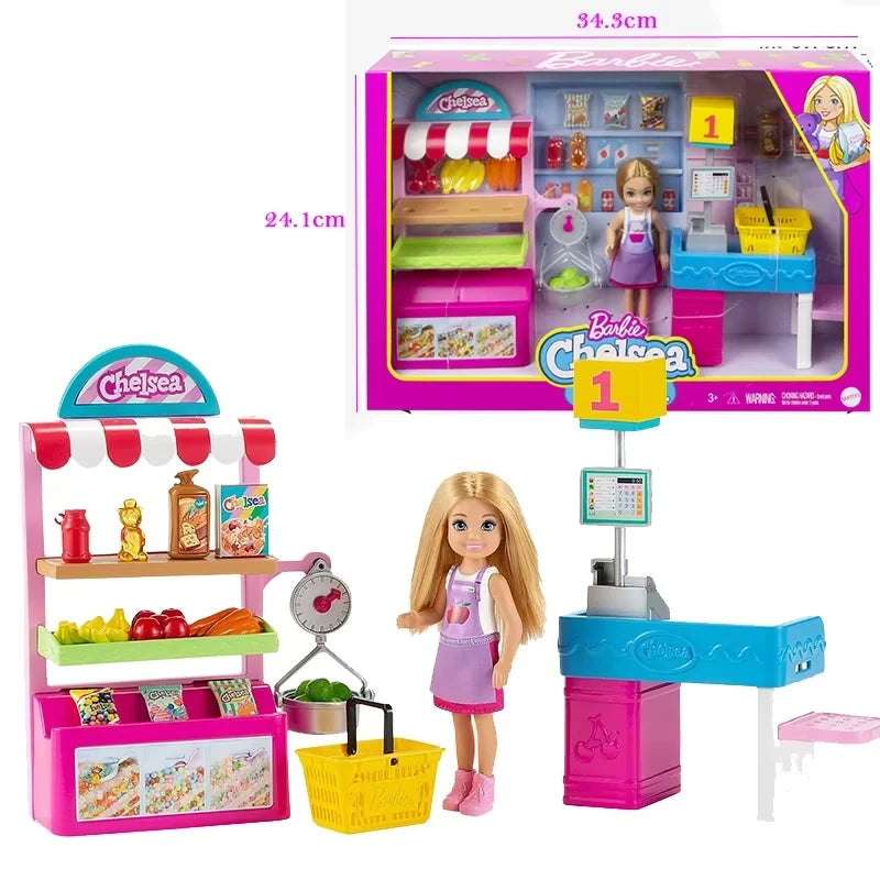 Original Barbie Club Chelsea Mini Kelly Series Roleplay Dolls Life Relax Simulation Bed Time Toys for Girls Princess Family Gift