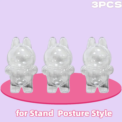 For Labubu Transparent Protective Cover Monster Labubu V2 Sit Party Transparent Protective Shell Monster Toy Storage Case