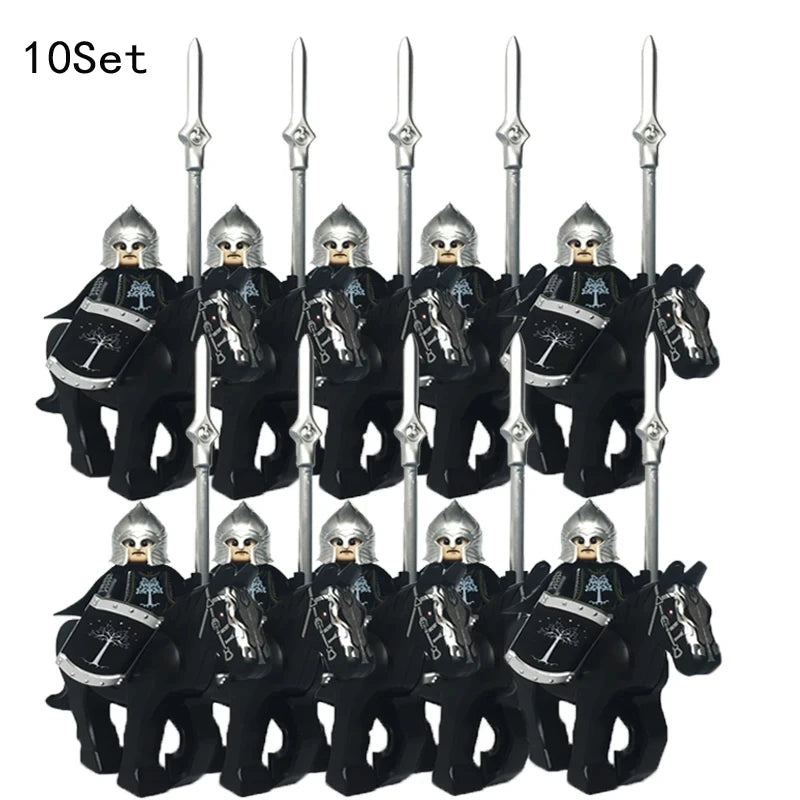 new 10sets Knights Dark Sauron Battle Five Armies with Sword Rohan with horse blocks kids toy