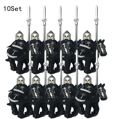 new 10sets Knights Dark Sauron Battle Five Armies with Sword Rohan with horse blocks kids toy