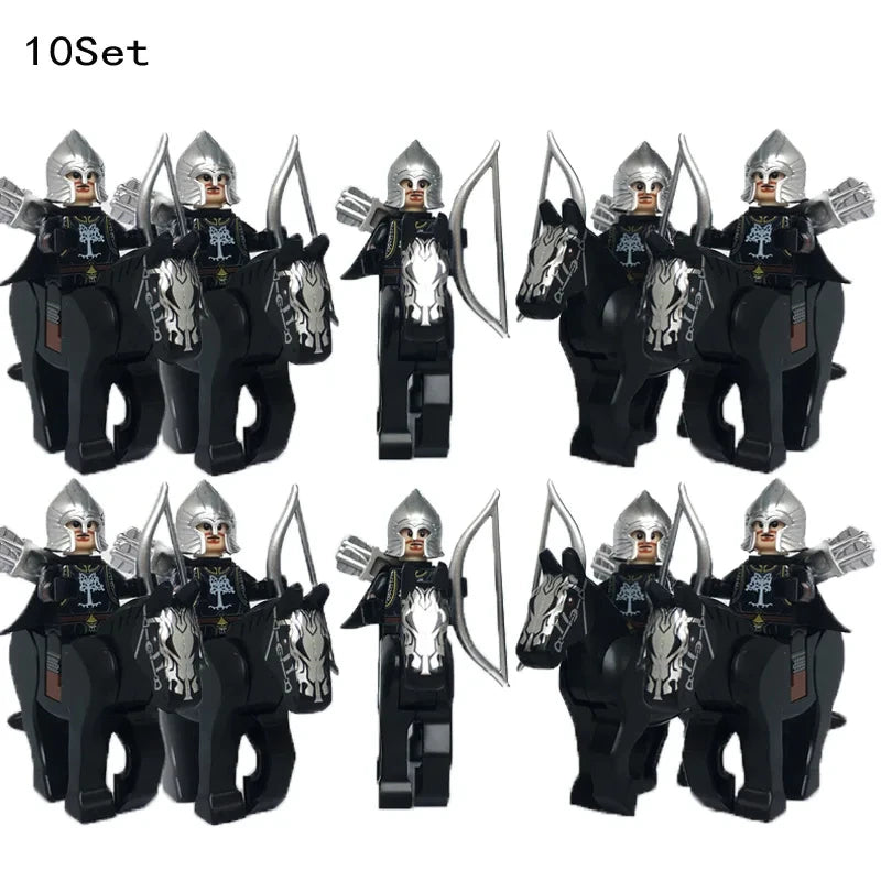 new 10sets Knights Dark Sauron Battle Five Armies with Sword Rohan with horse blocks kids toy