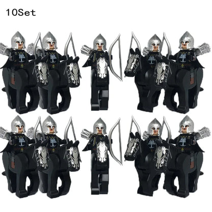 new 10sets Knights Dark Sauron Battle Five Armies with Sword Rohan with horse blocks kids toy