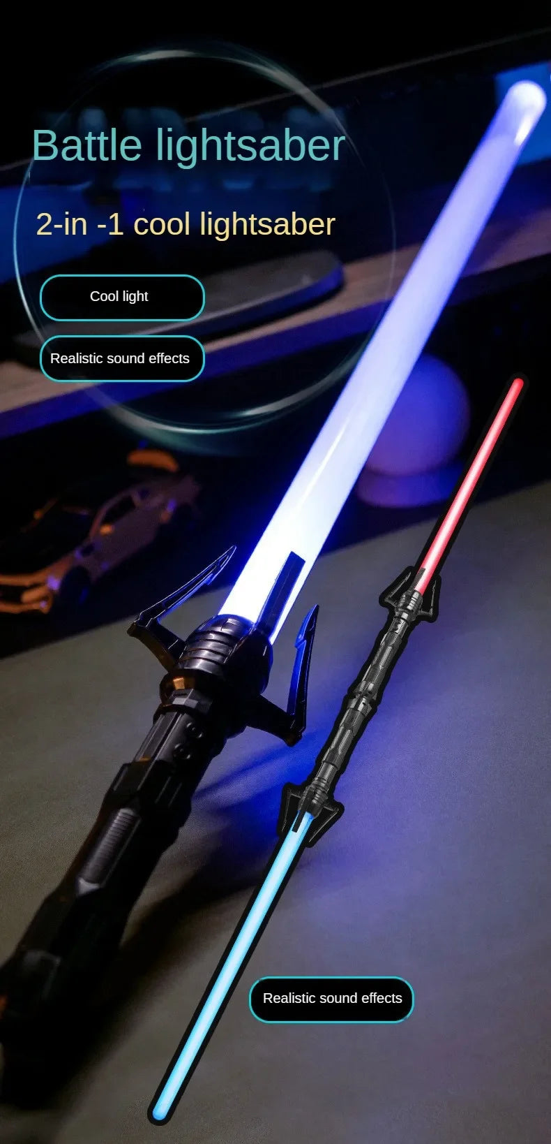 Telescopic Sword 75cm RGB Light Saber 2 In 1 7-Color/1 Color Lightsaber for 3+ Kids Laser Sword Toy Party Glow Swords Coser Toy
