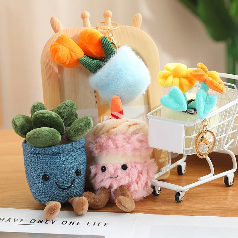 Cartoon Cute Hot Sale Cake Plush Doll Pendant Succulent Flower Tulip Plant Potted Plush Toy Home Decoration Gift For Children