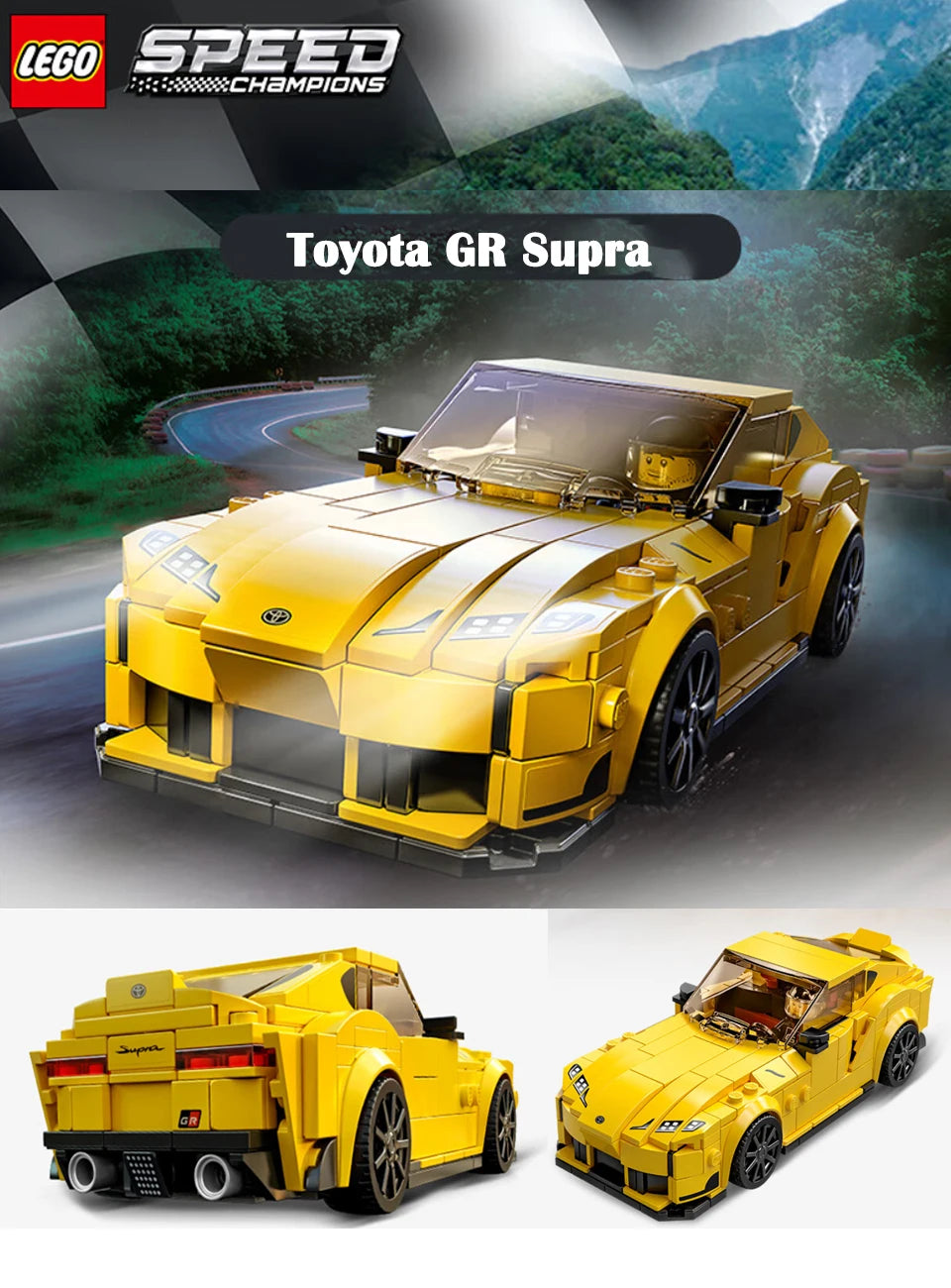LEGO 76901Speed Champions Toyota GR Supra  Collectible Sports Car Toy Building Set with Racing Driver Minifigure