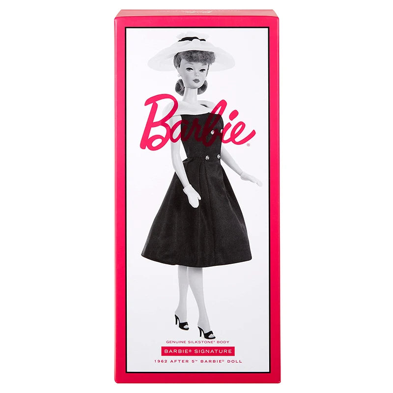 Barbie Signature 1962 After 5 Silkstone Barbie Doll Reproduction Wearing a Black and White Princess Dress Collection Toy HBY14