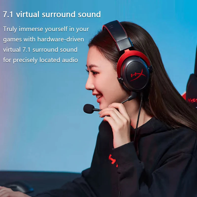 Hyperx cloud ii fone de ouvido para jogos hi-fi 7.1 som surround/microfone destacável/placa de som usb para pc ps cloud 2 fone de ouvido para jogos com fio