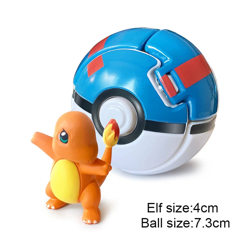 Pokemon Pokeball Anime Figure Pikachu Charizard Psyduck Pocket Monster Elf Ball Kids Toys Action Model Children's Birthday Gifts