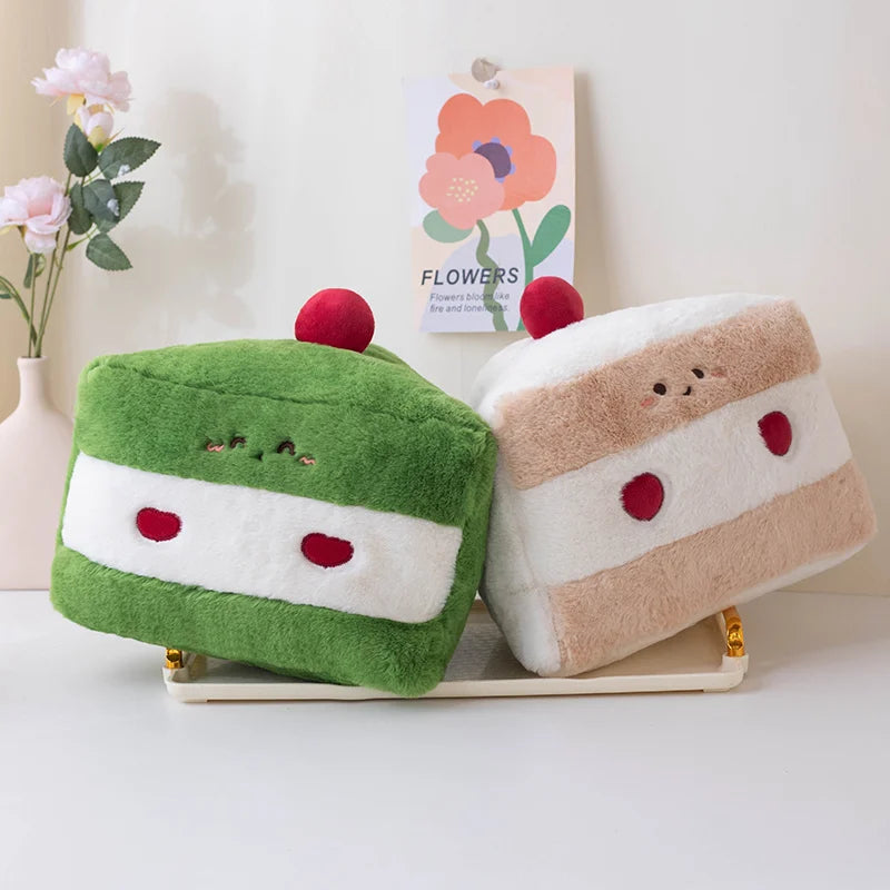 Kawaii Cartoon Hot Cake Plush Doll High Quality Soft Stuffed Fruit Strawberry Wedding Cake Simulation Food Plush Toy Home Decor