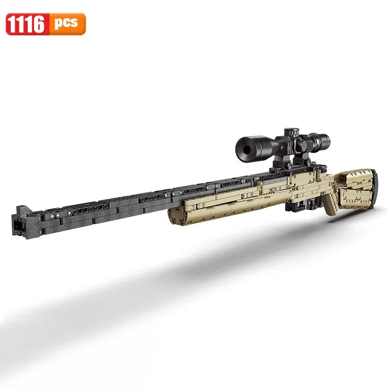 MOC Military AK47 Assault Rifle Gun Model Building Blocks Creative Ideas M24 Sniper Rifle Bricks Toys For Kids Christmas Gifts
