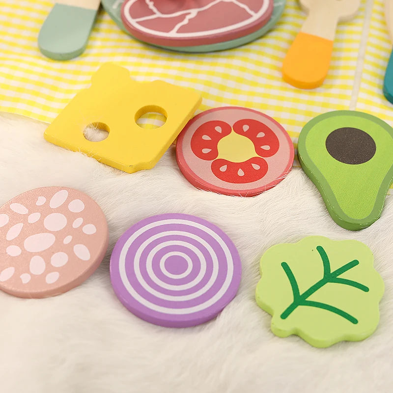 Wooden children's simulation kitchen toys, early education educational toys, Cookware Pot Pan Cook Pretend Play, food, role-play