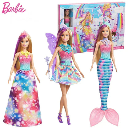 Original Mattel Barbie Dreamtopia Doll Mermaid Twinkle Light Princess with Accessories Toys for Girl Educational Props Kids Gift