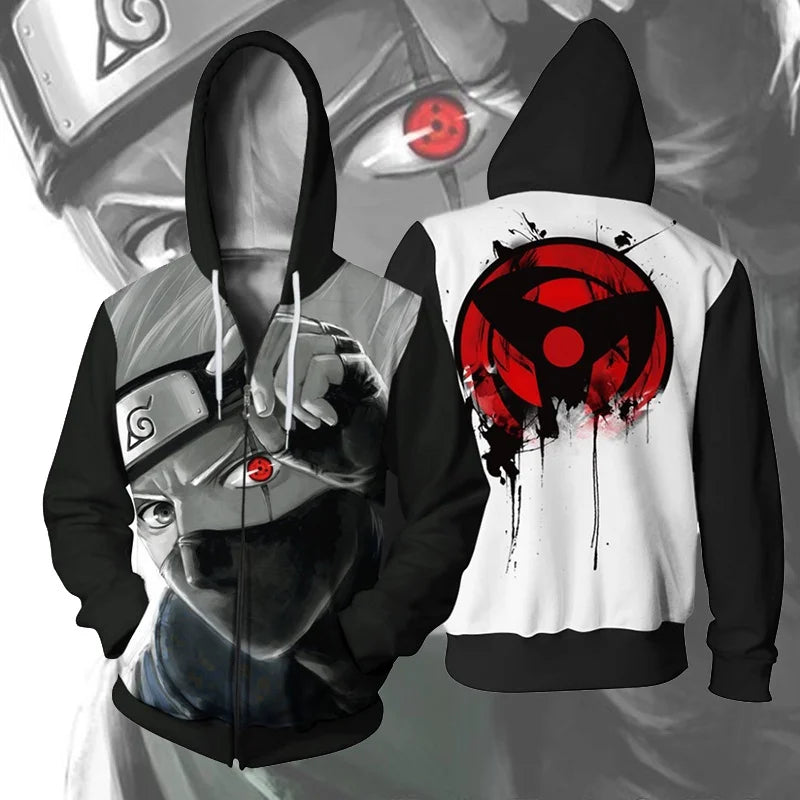 Naruto Zipper Hoodies Akatsuki Sasuke Uzumaki3d Printing Cosplay Hoodies Casual Man Women Japanese Anime Sweatshirts