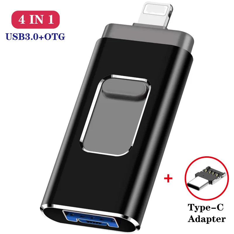 OTG Usb Flash Drive for Phone 256G 512G 128G USB 3.0 Memory Stick External Storage for Phone/Android/Type C/Windows Device4 in 1