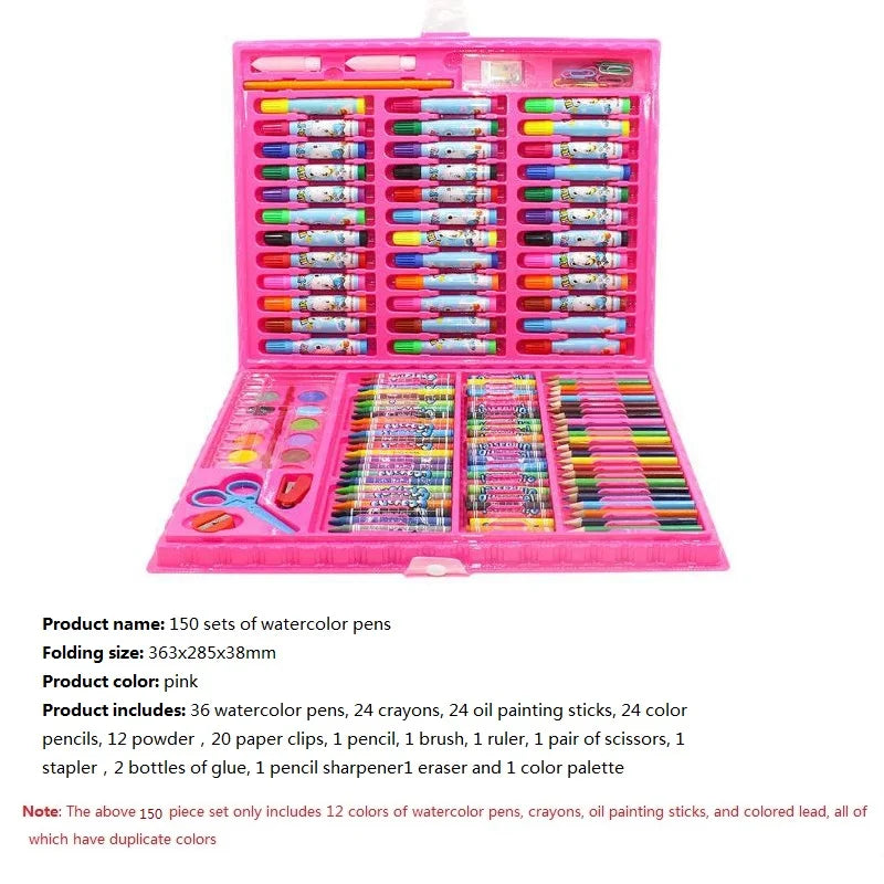 42/68/86/150/168/208pcs Childeren's Painting Brush Full Set Watercolor Pen Crayon with Drawing Board For Kids Art Supplies Gifts