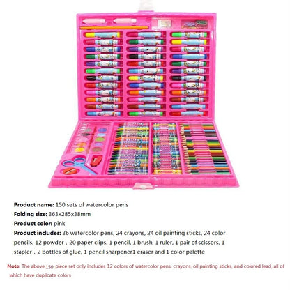 42/68/86/150/168/208pcs Childeren's Painting Brush Full Set Watercolor Pen Crayon with Drawing Board For Kids Art Supplies Gifts