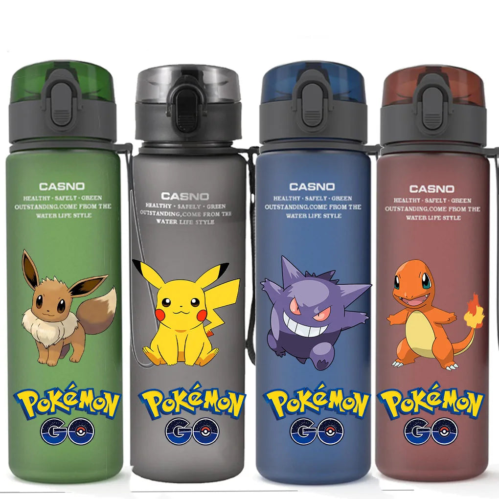pokemon Water Bottle Large Capacity Portable Plastic Cartoon  Children fashion Kettle Adult Outdoor Sports Water Cup Gift