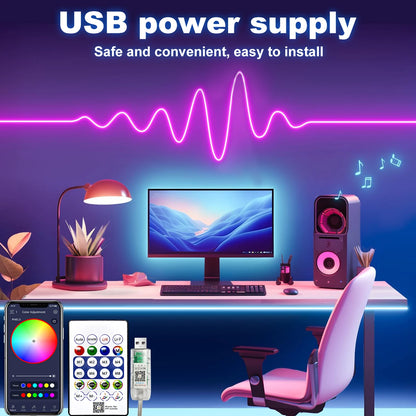 USB RGB Neon LED Strip Lights with Bluetooth Control