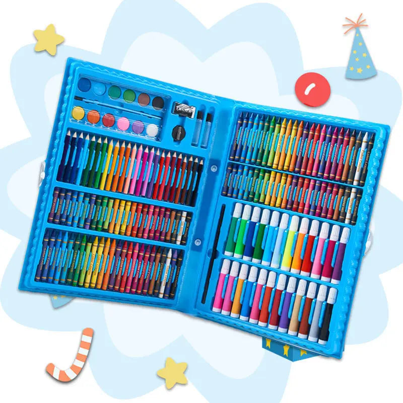 42/68/86/150/168/208pcs Childeren's Painting Brush Full Set Watercolor Pen Crayon with Drawing Board For Kids Art Supplies Gifts