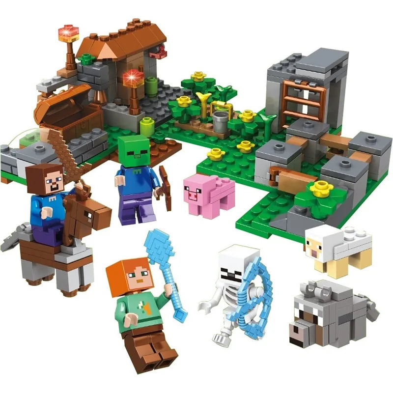 Cartoon Small Farm Village Cave Building Blocks Assembly Enlightenment Education Toys for Children Birthday Christmas Gift