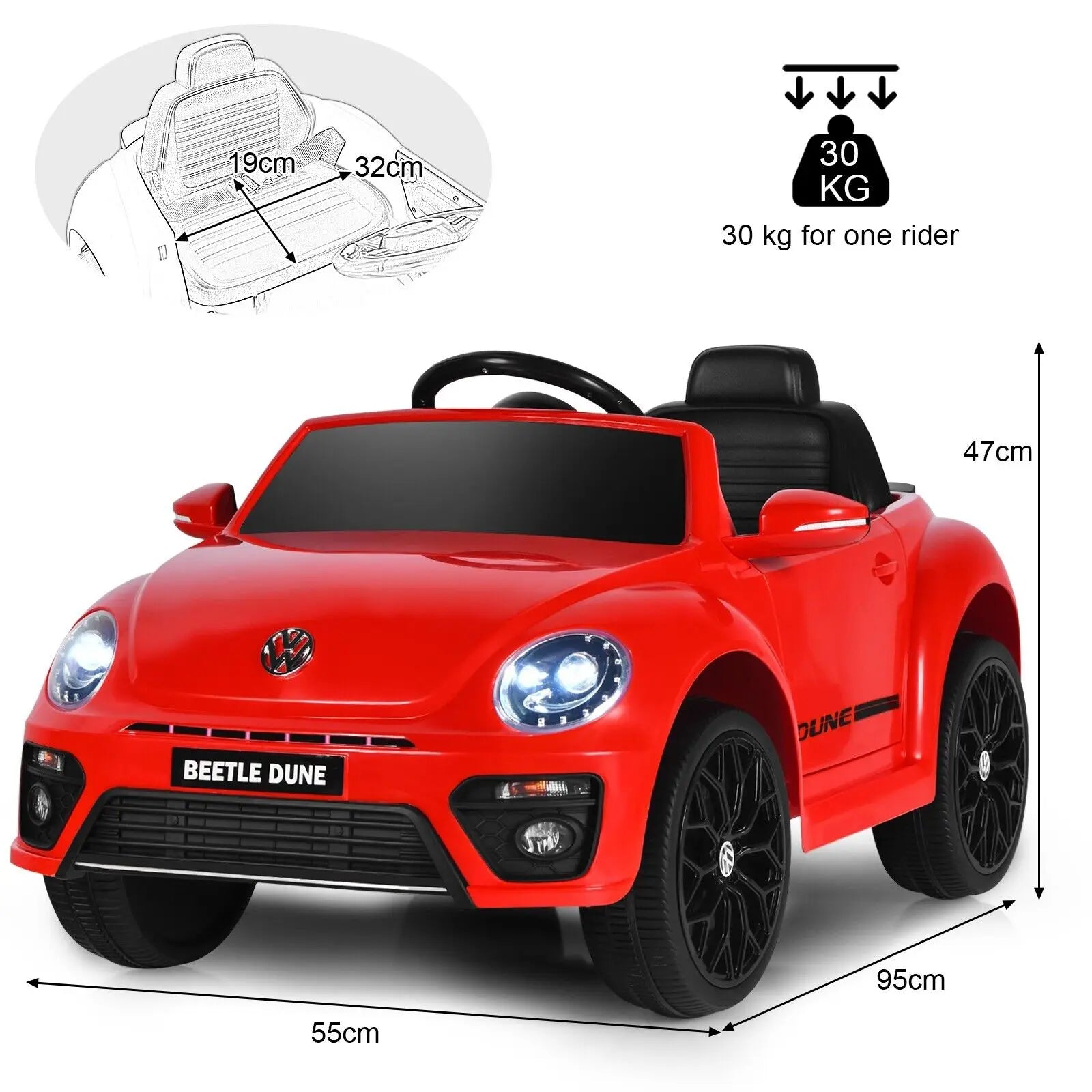 DORTALA Beetle Kids Electric Ride On Car Toddler 12V Battery Vehicle Toy w/Remote