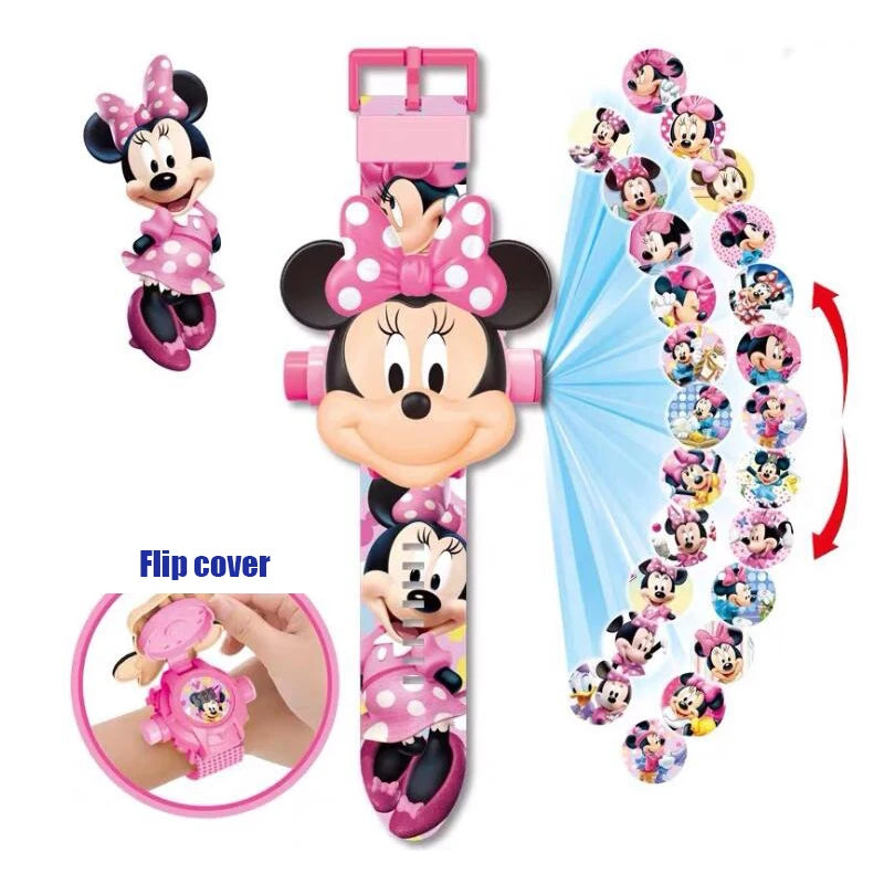 Disney Marvel Figure Spiderman Minnie McQueen 24 Projection Watch Digital Clock Student Wristwatches Kids Toy Boy Birthday Gifts