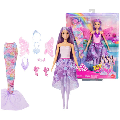 Original Barbie Mermaid Dolls Pink Fantasy Ocean Princess Hair Headband Accessories Toys for Girls Shell Lavender Fish Tail Body