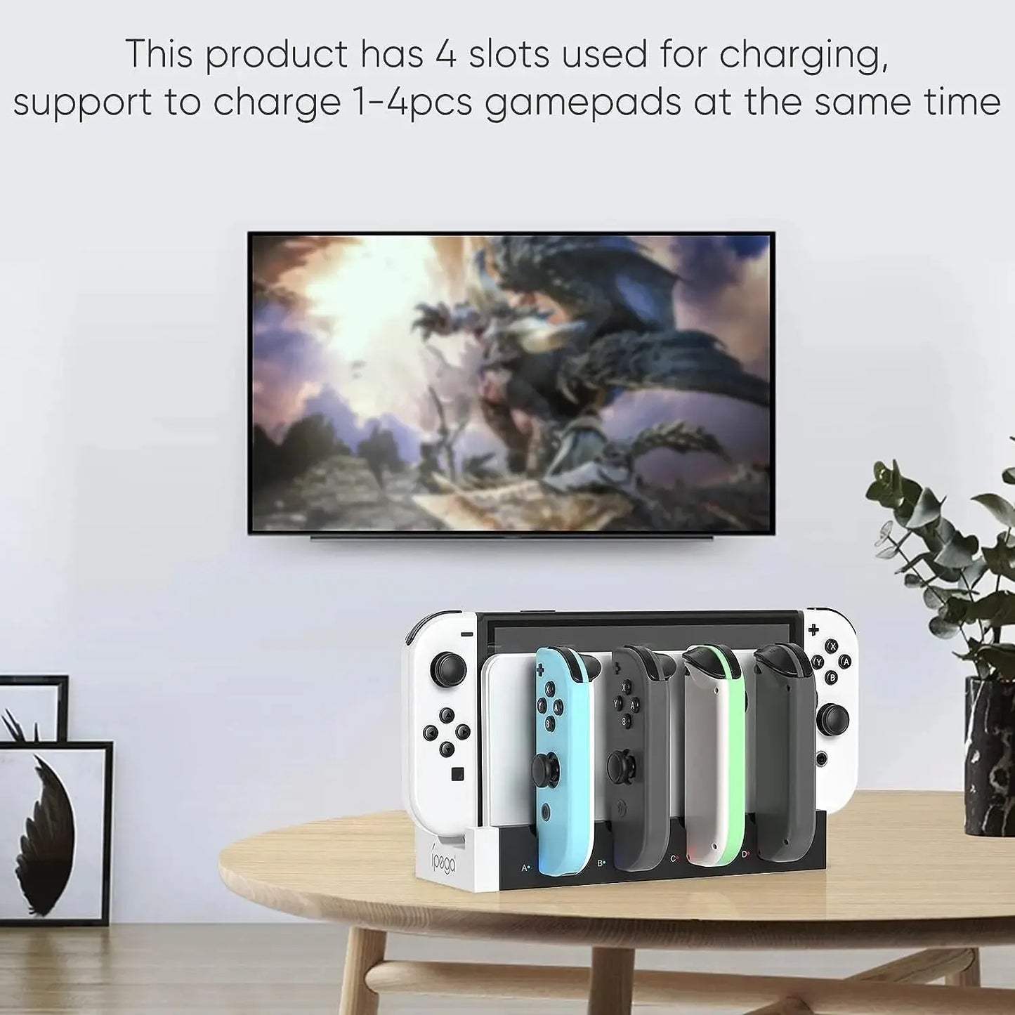 IPEGA PG-9186 Joycon Charging Dock Station for Switch&OLED - Charges Up To 4 Controllers, Compatible with Switch and OLED Model