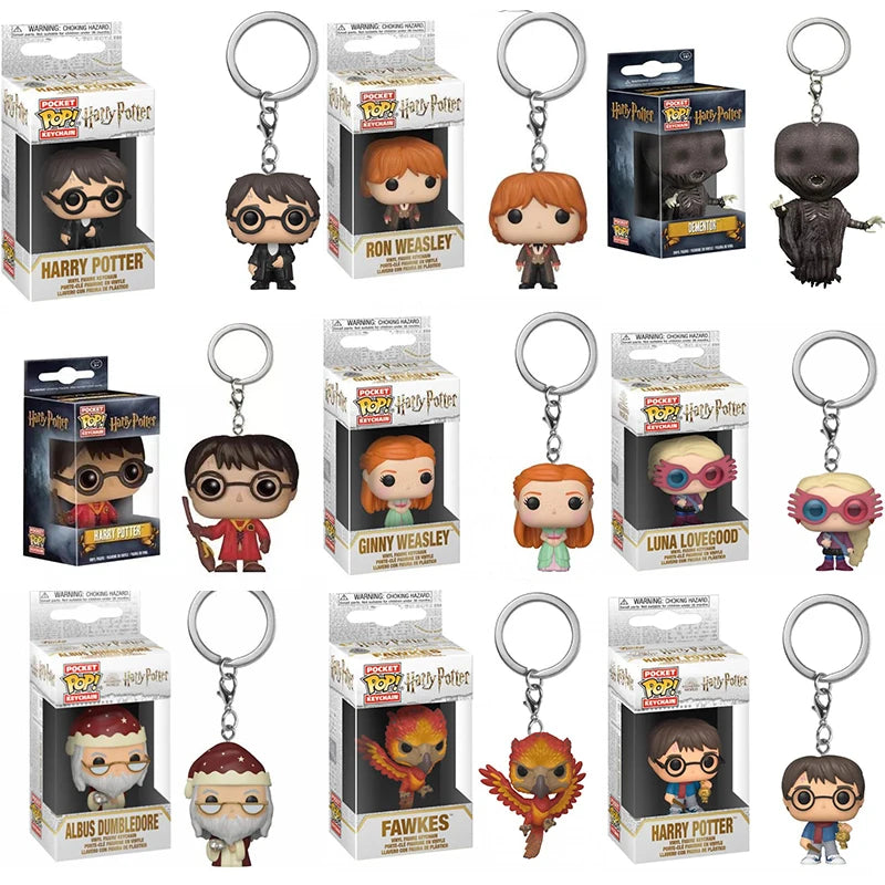 Funko POP Dementor Hermione Luna Lovegood Dobby Snape Ron Ginny Magic School Fawkes Hedwig Model Dolls Action Figure Keychain