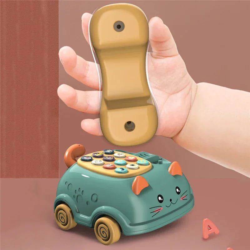 Bebê 3-em-1 brinquedos de telefone musical criança brinquedo de aprendizagem interativo com luzes gato telefone história educação precoce presente montessori