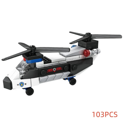 Super Police City Plane Dual-Rotor Helicopter Famous Car SWAT Building Blocks DIY MOC Classic Model Bricks for Children Kits