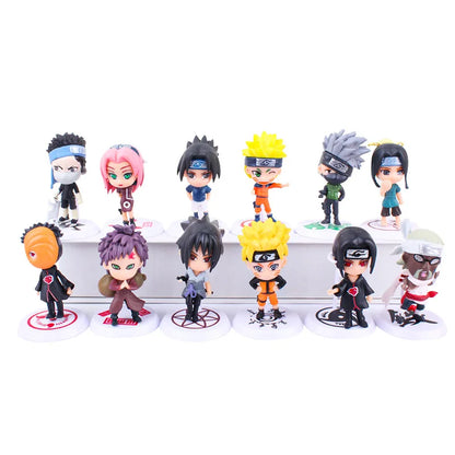 6 Pcs/Lot NARUTO Sasuke Gaara Uchiha Madara Figure 7-8Cm 2 Style Personality Base Mini Figurines