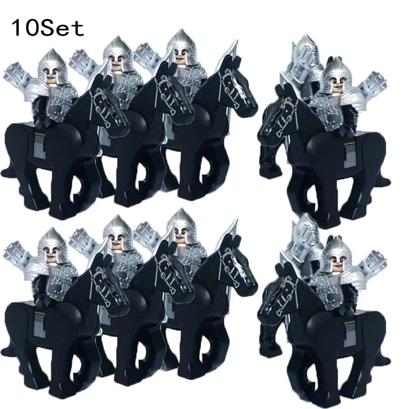 new 10sets Knights Dark Sauron Battle Five Armies with Sword Rohan with horse blocks kids toy