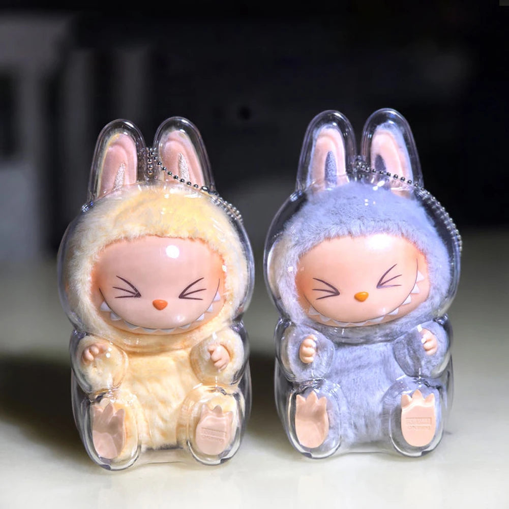 For Labubu Transparent Protective Cover Monster Labubu V2 Sit Party Transparent Protective Shell Monster Toy Storage Case