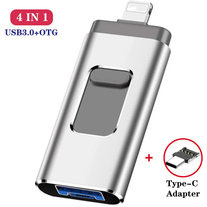 OTG Usb Flash Drive for Phone 256G 512G 128G USB 3.0 Memory Stick External Storage for Phone/Android/Type C/Windows Device4 in 1