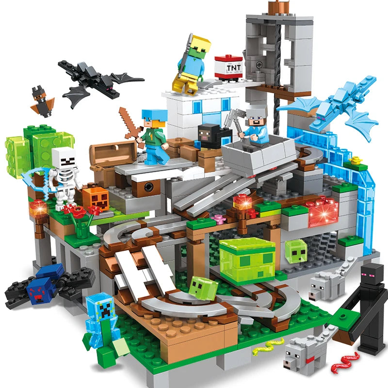 1089pcs My World Building Blocks Set Mechanism Mountain Cave Kids Interactive STEM Educational Toy Creative Gifts for Boys Girls