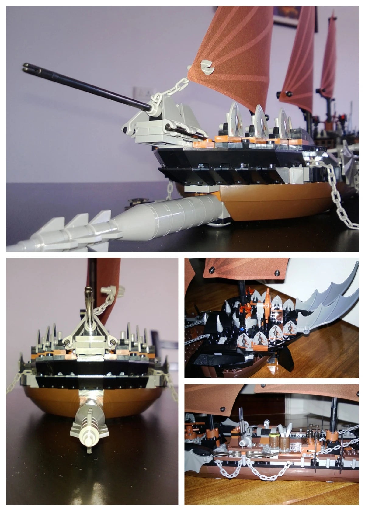 LOTR Ambush Ship Pirates Of Caribbean Reveng Warship Black Pearl Sailboat Building Block Bricks  Assembly Toy Kid Gift