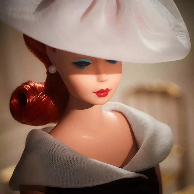 Barbie Signature 1962 After 5 Silkstone Barbie Doll Reproduction Wearing a Black and White Princess Dress Collection Toy HBY14