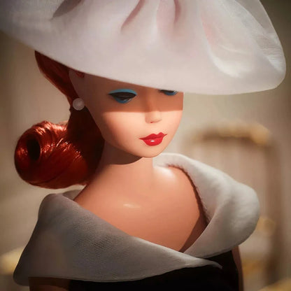 Barbie Signature 1962 After 5 Silkstone Barbie Doll Reproduction Wearing a Black and White Princess Dress Collection Toy HBY14