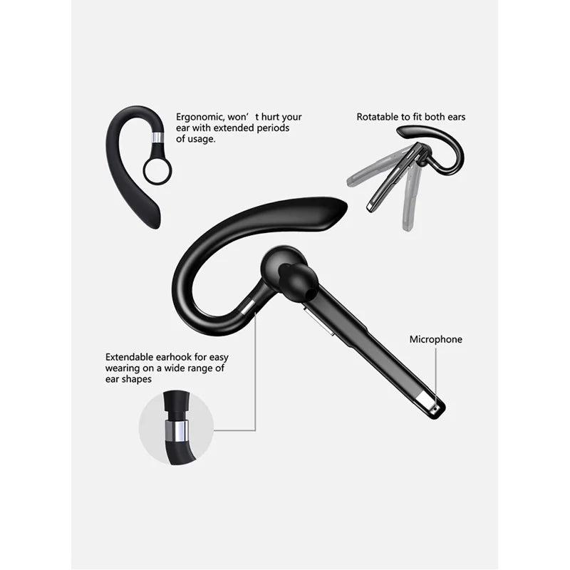 New YYK520 Wireless Headset Business Ear-mounted Bluetooth V5.1 Hands-free Call Noise Reduction Headphones with Charging Case