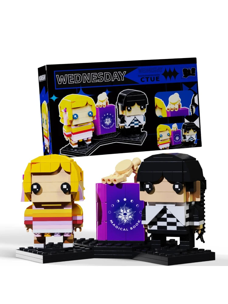 Famous TV Characters Building Blocks Toys, Wednesday and Enid Wolf Girl Model Set, Birthday Gifts for Children, 375 Pieces