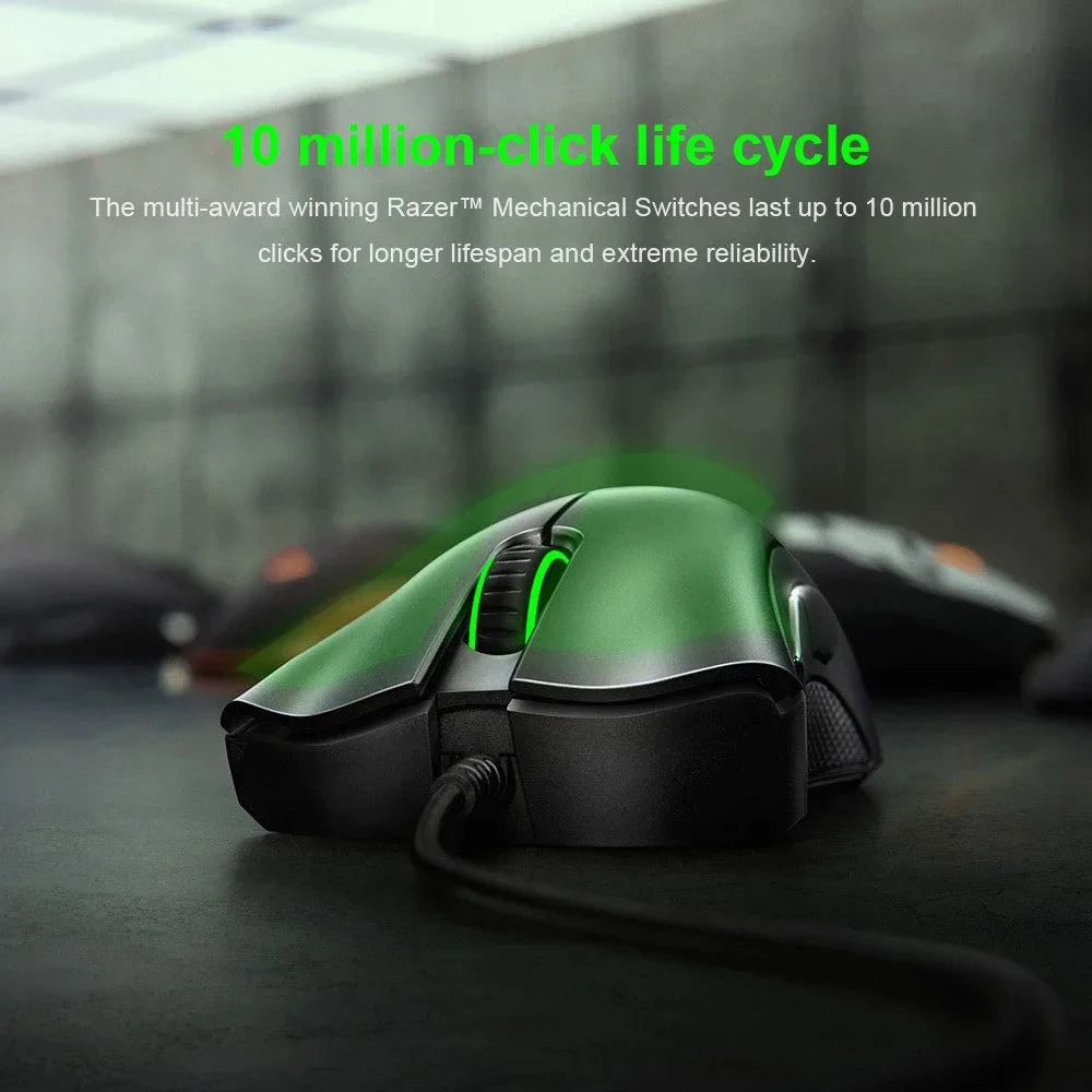 Original razer deathadder essencial wired gaming mouse ratos 6400dpi sensor óptico 5 botões independentes para computador portátil gamer